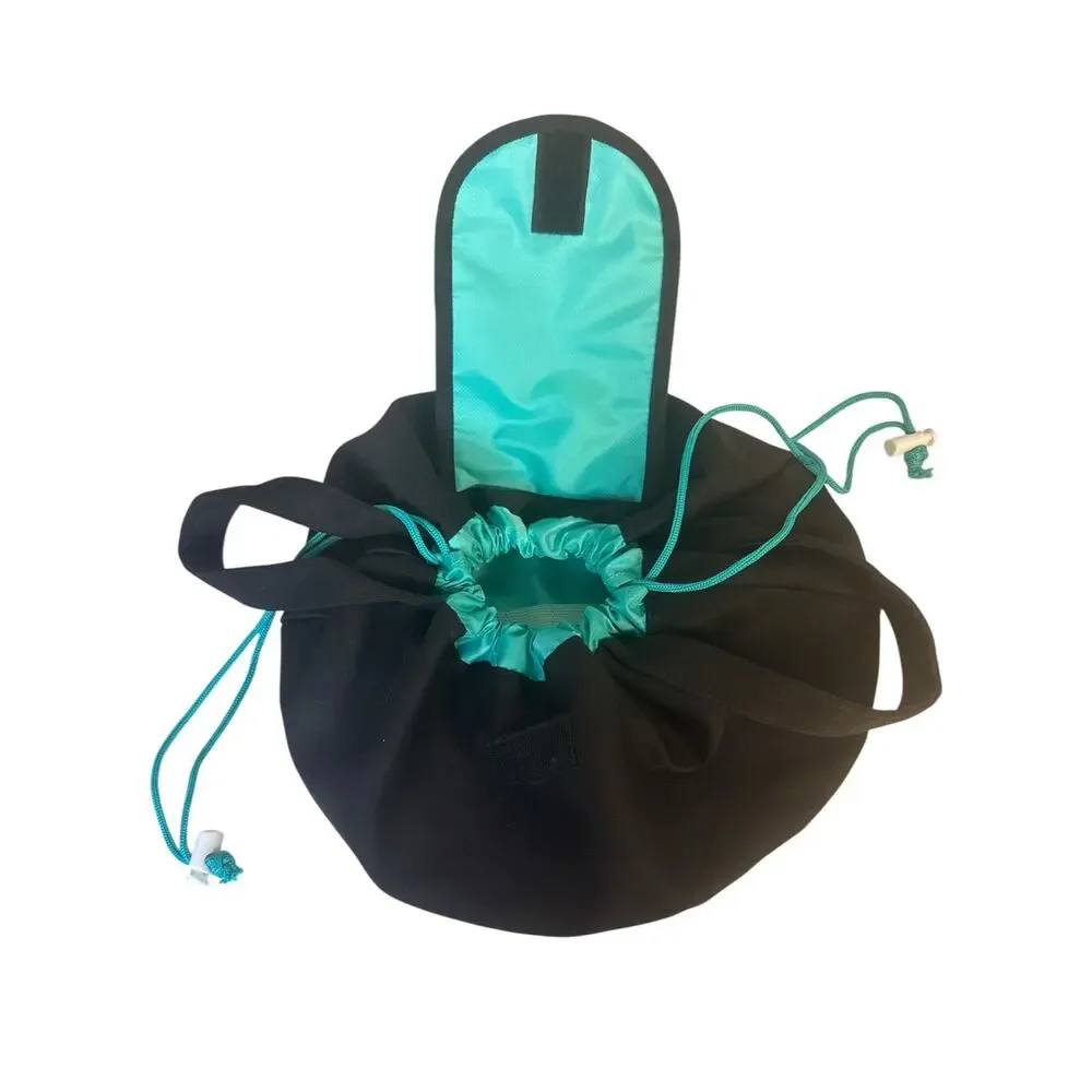 Large Barrel Black Drawstring Makeup Bag Travel Cosmetic Organizer Bag